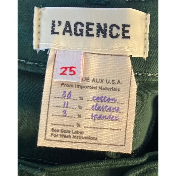 L'Agence Jeans Women's Size 25 Green Tapered Leg Cotton Blend - Picture 3 of 3